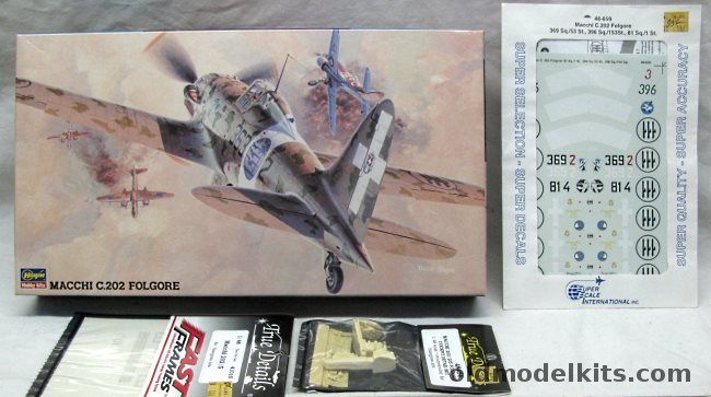 Hasegawa 1/48 Macchi C-202 Folgore (Thunderbolt) with True Details Cockpit & Fast Frames and Superscale Decals - 363 Sq 150  Gruppo 53 Stormo / Commander 153 Gruppo, JT32 plastic model kit